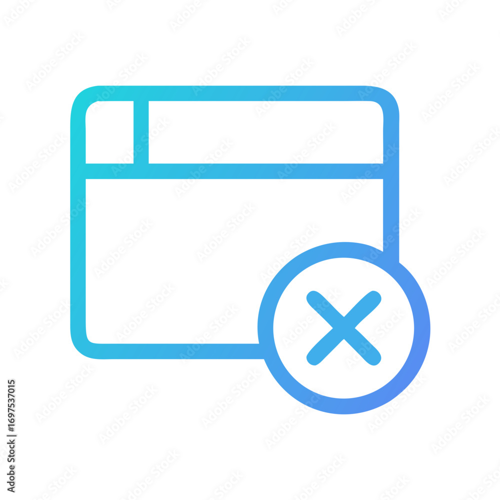 Poster blue gradient outline of browser window with cancellation symbol