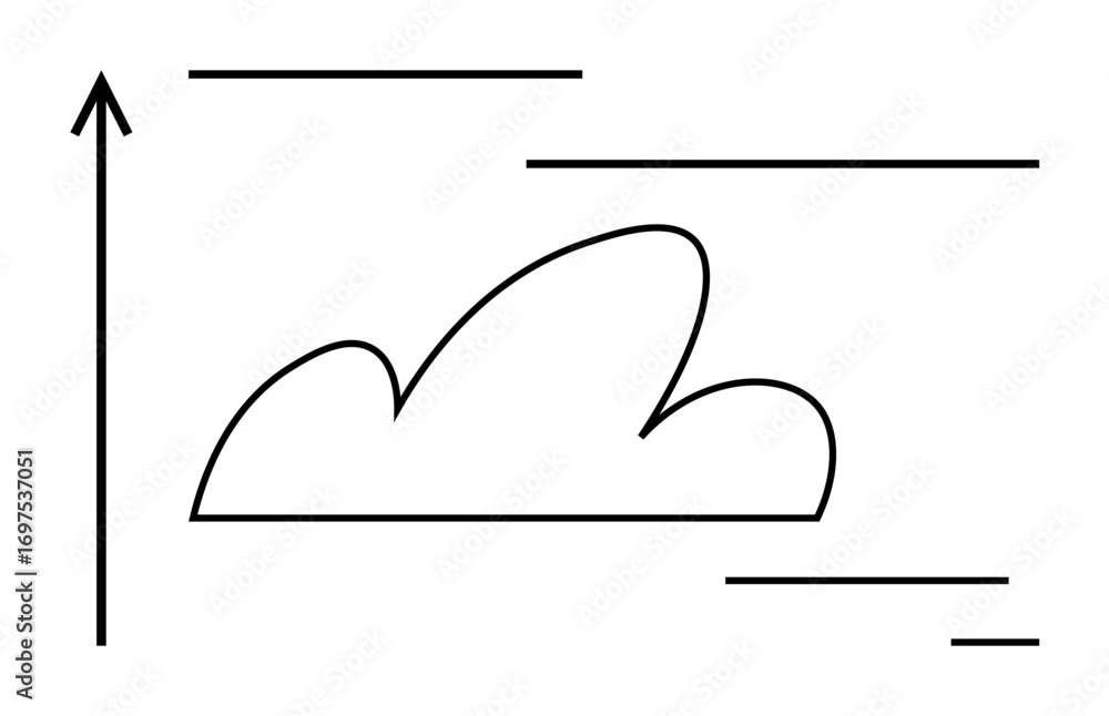 Aufkleber cloud outline with upward arrow and horizontal lines symbolizing progress, analytics, and technology