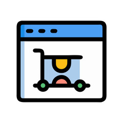 Online Shopping Cart Icon on Browser Window Design
