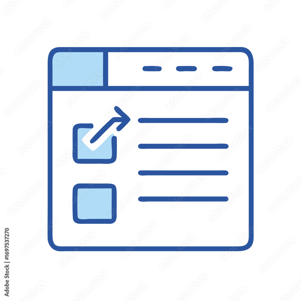 Poster blue checklist or task list on website vector illustration