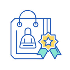 Modern illustration of shopping bag with award badge icon