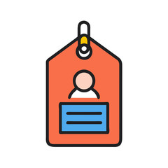 Flat Icon Style ID Badge with Person Silhouette