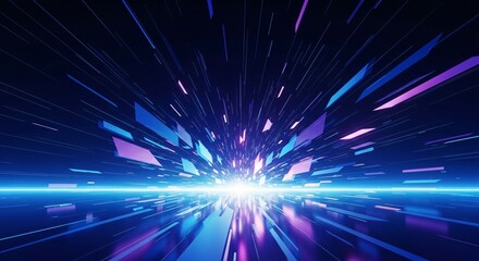 Abstract Technology Background With Vibrant Blue and Purple Lights