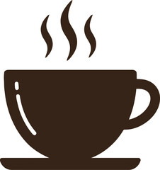 Steaming Coffee Cup Icon with Aroma Swirls