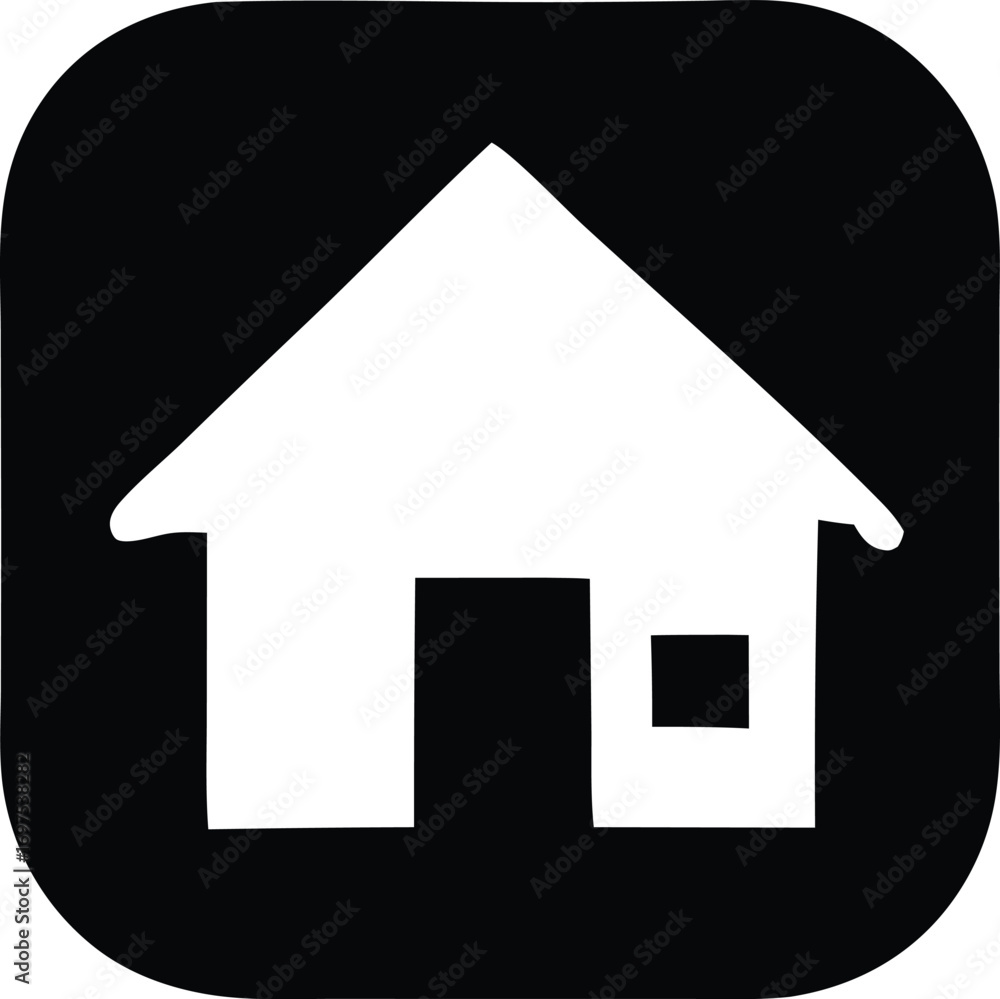 Aufkleber simple white house icon inside a rounded square interface element for digital applications and web d