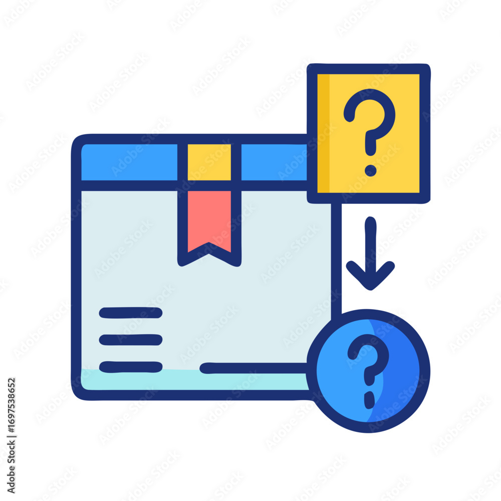 Poster delivery box with question marks indicating potential problems