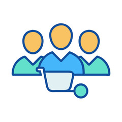 Online shopping community concept with group and shopping cart