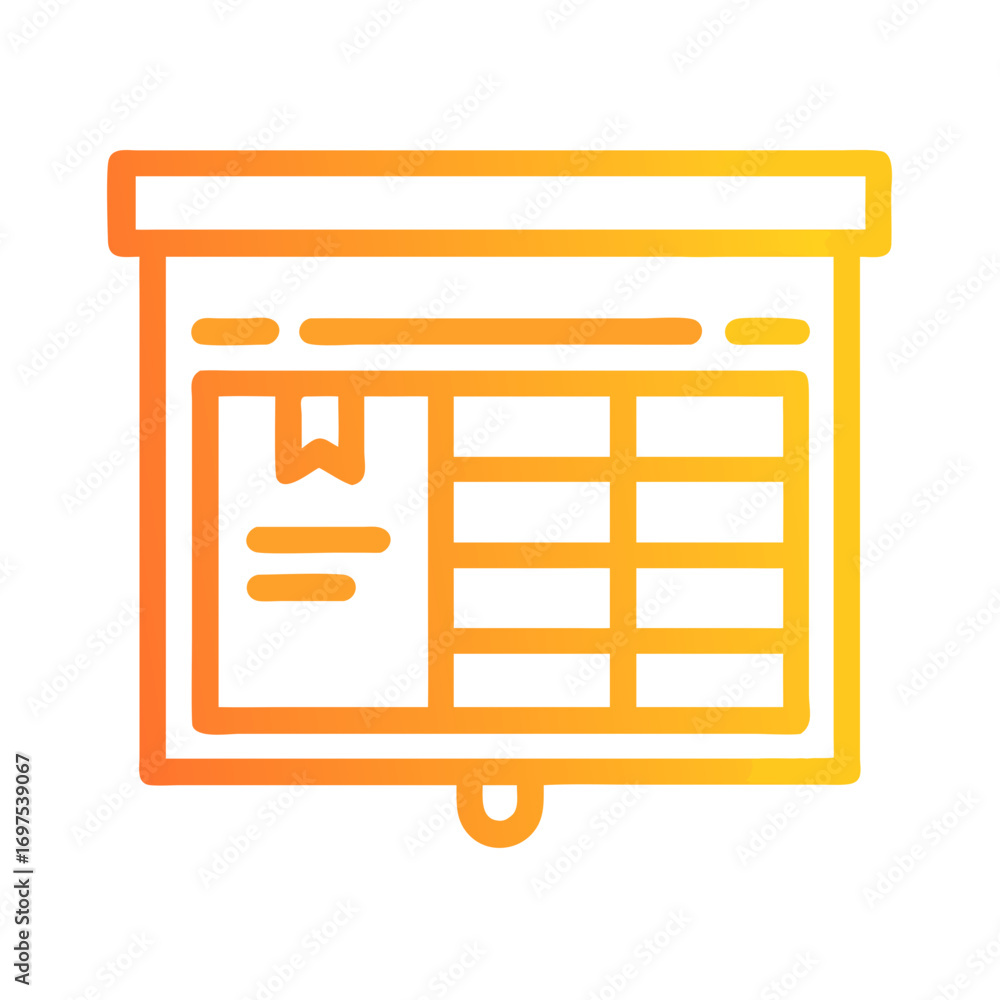 Poster projector screen with table data gradient style icon