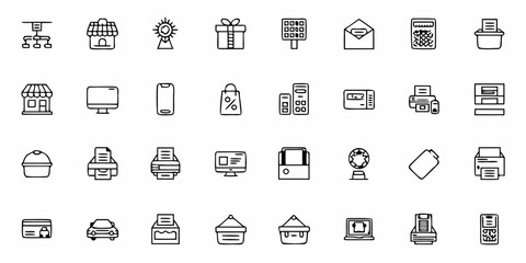 Fototapeta premium Collection of office and business themed icons including calendar and briefcase and other elements