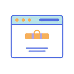 Online travel booking concept illustration on browser mockup window