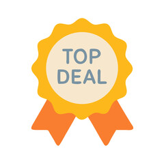 Flat Vector Illustration of Top Deal Badge on Black