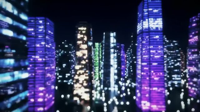Futuristic cityscape night