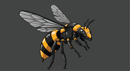 Detailed Illustration of a Yellowjacket Wasp with Striking Black and Yellow Markings.