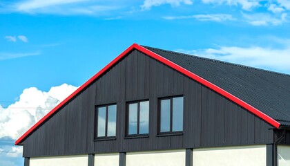 Fototapeta premium Modern building's dark roof and windows