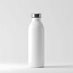 Minimalist White Water Bottle with Silver Cap