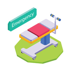 Medical Stretcher isometric vector illustration.