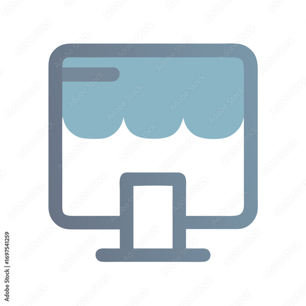 Poster stylized computer monitor icon with water surface graphic effect