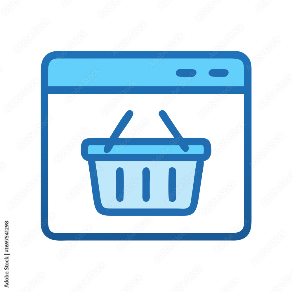 Aufkleber online shopping cart icon within web browser window
