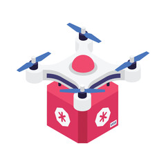 Medical Drone isometric vector illustration.