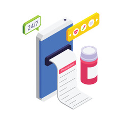 Online Treatment Recipe isometric vector illustration.