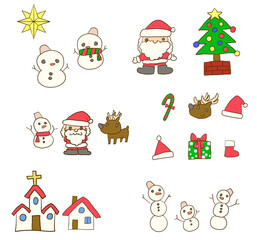 クリスマス　サンタクロース　雪だるま　トナカイ　クリスマスツリー