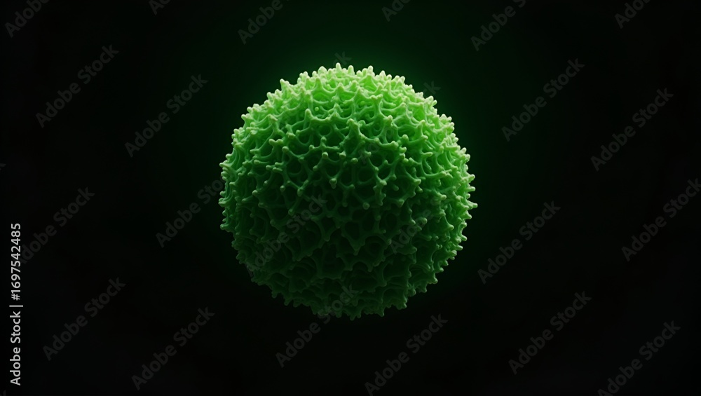 Poster black background featuring a luminous green sphere formed by mesh patterns and layered rings. the so