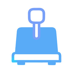 Stylized blue stamp illustration with placeholder on a black background