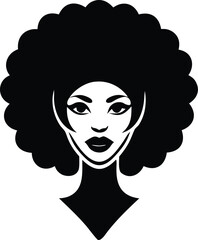 afro american woman head logo silhouette vector