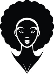 afro american woman head logo silhouette vector