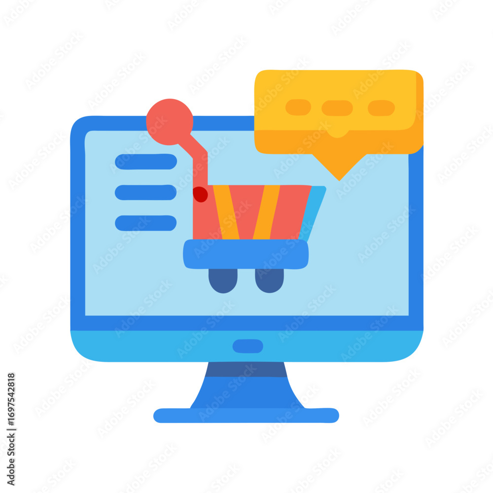 Poster online shopping concept displayed on a computer monitor screen