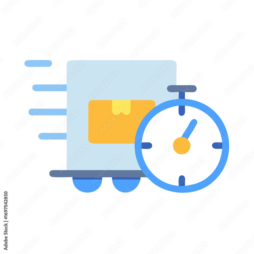 Poster fast delivery service symbol box and clock timer icon