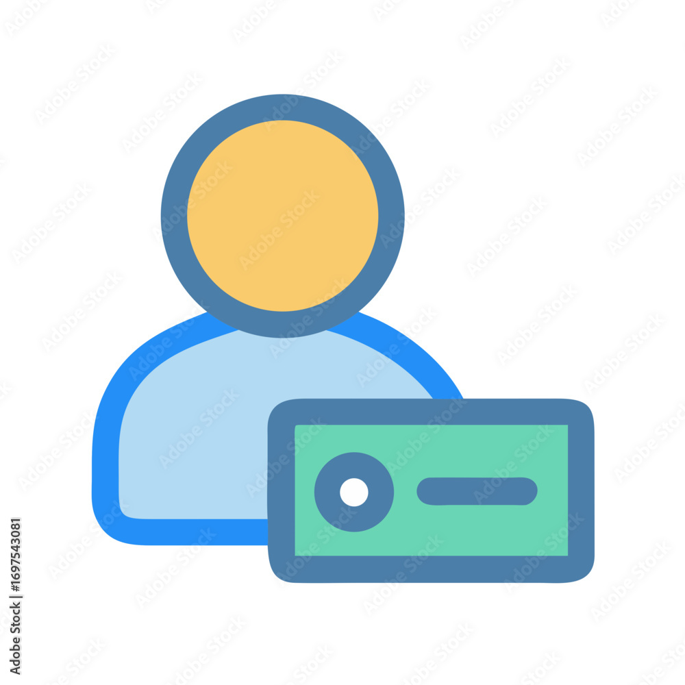 Aufkleber simple icon depicting user with document flat style