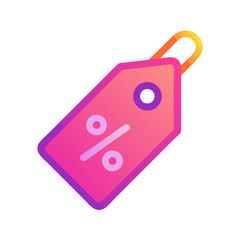 Modern Gradient Price Tag with Percentage Sign on Black