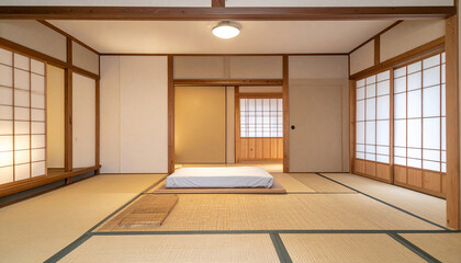 empty room with wooden floor bed