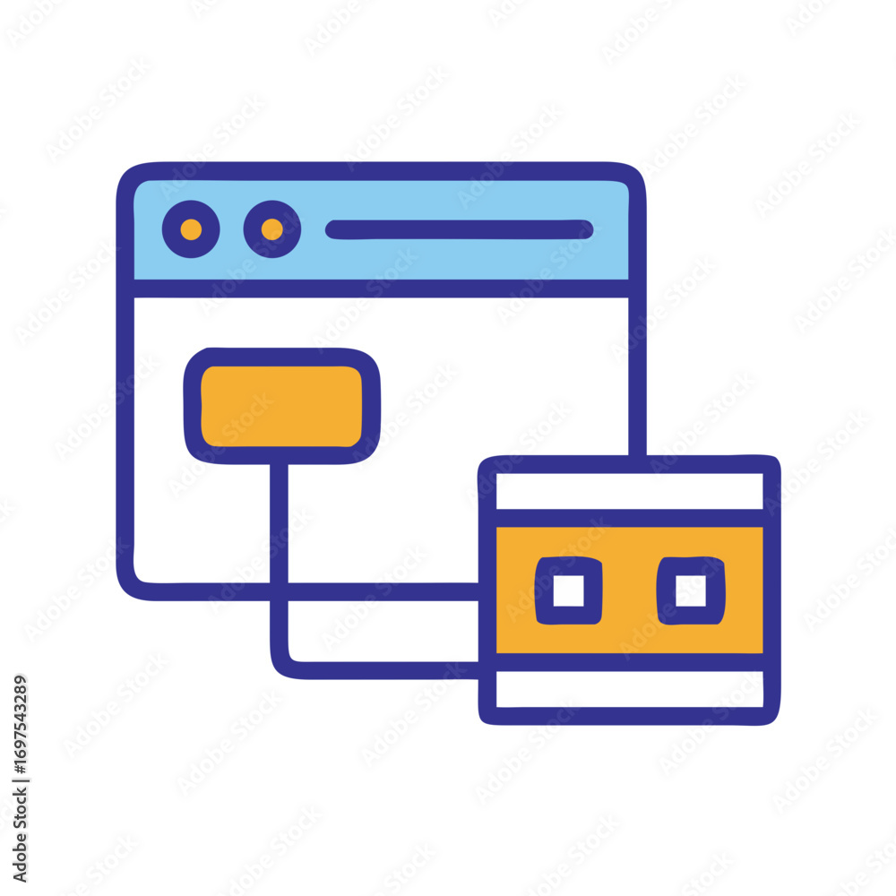 Aufkleber simple illustration showing web browser interacting with server database