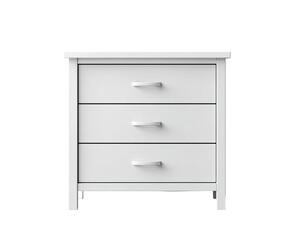 White three-drawer nightstand with simple, clean lines