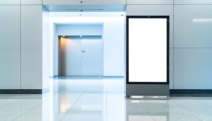 Empty digital billboard in a modern hallway