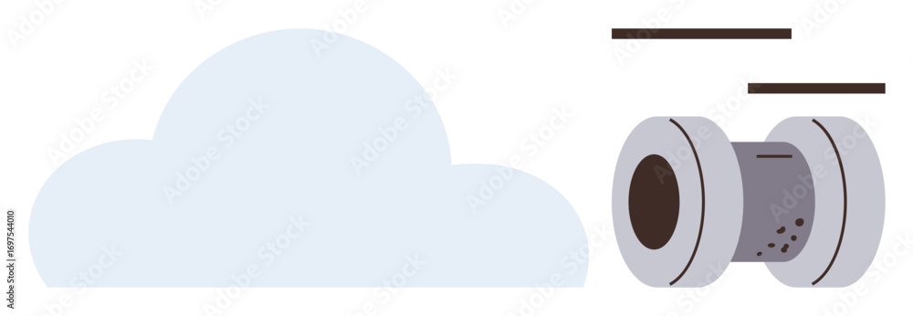 Poster cloud and data reel combination representing digital storage and connectivity. ideal for technology,
