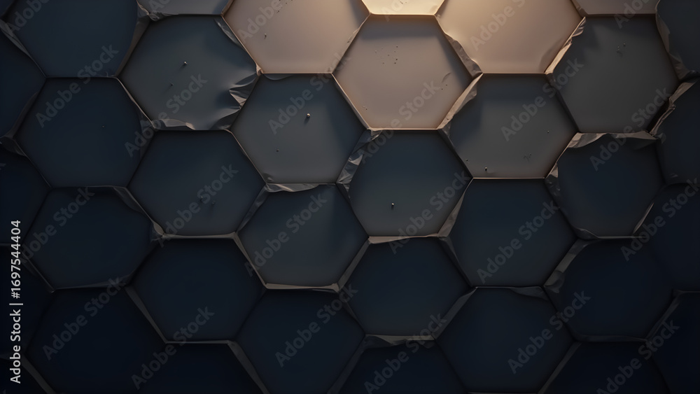 Poster a seamless honeycomb hexagon grid pattern with a geometric cell texture creates a vector wallpaper b