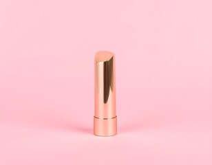 Obraz premium Gold lipstick on pink background