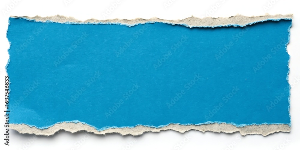 Poster abstract textured blue paper with torn deckle edge border creating a distressed effect for design
