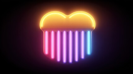 Neon heart-shaped comb graphic