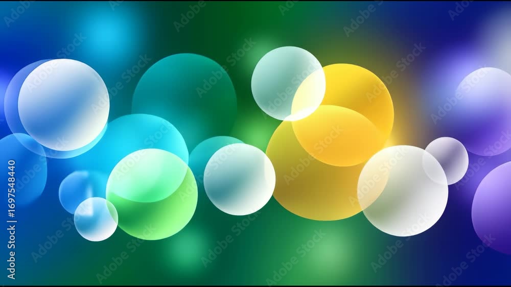 Aufkleber Colorful glowing transparent circle pattern on vibrant cheerful abstract background. Modern illustration featuring soft dreamy bokeh effect creating joyful design of light