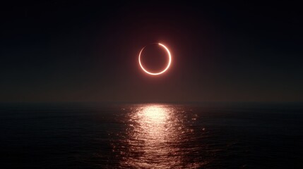 Solar eclipse over a calm ocean