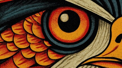 Close-up tattoo-style eagle eye