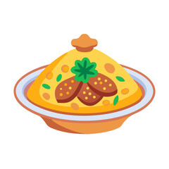 Stylized vector illustration of Moroccan tagine dish with lid