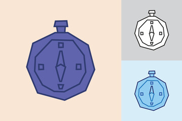 Compass Icon in Cutout Hand Drawn Style with Bold Line Art in Three Different Color Style