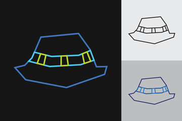 Hat Icon with Bold and Vibrant Outline in Cutout Hand Drawn Style