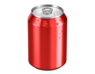 Red Aluminium 330ml Can Mockup with Open Pull Tab, Transparent PNG