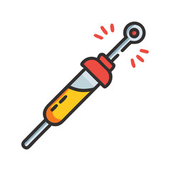 Cartoon icon of a dental pick for cleaning teeth